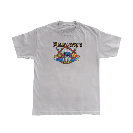 Hypnotic Clothing ‘The Don’ graphic tee in white featuring colorful illustrated character design, laid flat on white background.